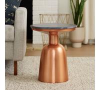 Orsina White Marble Top Gold Base Side Table, Contemporary End Table in Bottleneck Design, Sturdy Iron Base in Black Orsina Black