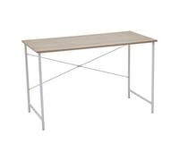 Premier Housewares White Office Desk, Home Office Furniture, Metal & Oak, W 120 x D 60 x H 75cm - Natural