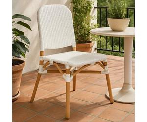 Orsina White Natural Rattan Dining Chair, Cane Dining Chair, Outdoor Rattan Chair, Sturdy Wood Dining Chair