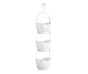 Orsina White Plastic Shower Caddy, 3 Tier Hanging Bathroom Caddy With Drainage Baskets, Shower Organizer Rack