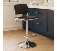 Orsina Black Seat And Chrome Base Bar Stool, Adjustable Height Kitchen Bar Stool, Footrest Swivel Barstool
