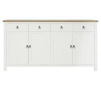 Orsina White Sideboard With Sliding Drawers,sturdy Wooden Sideboard Table With Oak Wood Surface,storage Cabinet