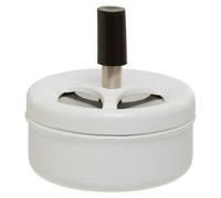 Orsina White Spinning Ashtray, Push-Spin Lid Ashtray For Odour Containment And Clean Ash Disposal, Durable Metal