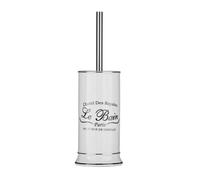 Orsina White Stoneware Toilet Brush & Holder, Bathroom Loo Brush Set With Black Lettering, Sturdy Lavatory Brushes