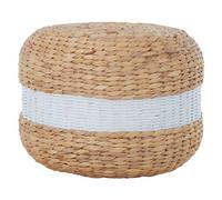 Orsina White Stripe Seagrass Pouffe, Comfortable Footrest Seagrass Pouffe,easy To Move Woven Stool, Versatile Stool
