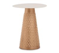 Orsina White Top Gold Base Side Table, Gold Finished Bedside Table For Home, Office, Lounge, Sofa