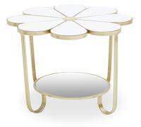 Orsina White Top Petal Shape Table, Modern Flower Shaped Side Table, Sleek Gold Frame Accent Table Orsina Gold