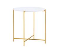 Orsina White Top Side Table, Contrasting Materials Of Side Tables By Couch, Versatile And Easy To Care Corner Table