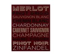 Orsina Wine List Wall Plaque, Wooden Sign Featuring Classic Wine-Themed Typography, Rustic Charm For Kitchens in Red Orsina Red