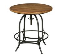 Orsina Wood And Metal Round Top Side Table, Industrial Style Side Table, Wooden Side Table For Living Room