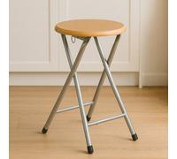 Maison by Premier Wood Veneer Seat Folding Stool Premier Housewares Silver One Size