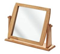 Orsina Wooden Frame Swivel Mirror, Durable 25X28Cm Pine Wood Tabletop Mirror, Natural Finish Natural