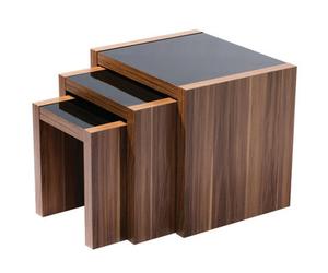 Orsina Wooden Nest Of 3 Tables, High Gloss Black Finish Nesting Table, Long Lasting Console Tables For Living Room