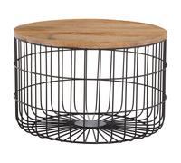 Orsina Wooden Side Table with Black Open Frame, Cage Dersign End Table, Sturdy Iron Cage Bedside Table Orsina Black
