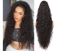 ORSUNCER 30 Inch Wavy Long Ponytail Clip Hair Extension with Curly Ponytail Clip for Women, Synthetic Disc of Natural Look, Soft to Use D