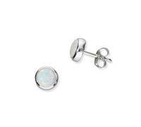 Ortak 925 Sterling Silver Handmade Stud Earrings Synthetic White Opal Harlequin Collection October Birthstone Libra Zodiac Scottish Fine Jewellery Made In Scotland
