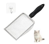 Ortarco Metal Cat Litter Scoop with 3.8mm Mesh, Robust Stainless Steel Kitty Litter Scooper, Cat Poop Scooper with Sticky Hang Hook