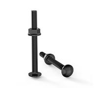 ORTAVA Carriage Bolts M5×50 Stainless Steel A2 V2A DIN 603 (Pack of 20) with Hex Flange Nut, Carbon Steel, Round-Head Screws (Black)