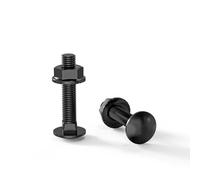 ORTAVA Carriage Bolts M6×30 Stainless Steel A2 V2A DIN 603 (Pack of 20) with Hex Flange Nut, Carbon Steel, Round-Head Screws (Black)