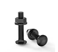 ORTAVA Carriage Bolts M8×40 Stainless Steel A2 V2A DIN 603 (Pack of 20) with Hex Flange Nut, Carbon Steel, Round-Head Screws (Black)