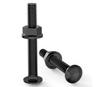 ORTAVA Carriage Bolts M8×60 Stainless Steel A2 V2A DIN 603 (Pack of 20) with Hex Flange Nut, Carbon Steel, Round-Head Screws (Black)