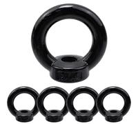 ORTAVA Pack of 5 Ring Nuts M6, Eyelet Nut Stainless Steel Eye Nut, Ring Eyelets M6, Stainless Steel A2 V2A, Black Oxide, for Hanging and Fixing