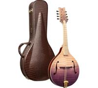 Ortega A-Style Mandolin, Solid Flamed Maple Top w/Deluxe Case, Transparent Purple Fade (RMA200PF)