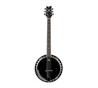 Ortega Guitars 6-String Guitar Banjo OBJ350/6-SBK Raven Series with Mahogany Resonator and Aluminum Rim