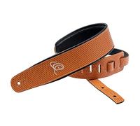 Ortega Guitars Adjustable Guitar Strap - Acoustic Guitar / Bass, Electric Guitar / Bass - Custom Series - Genuine Leather, Orange Braid (OSCU-6)