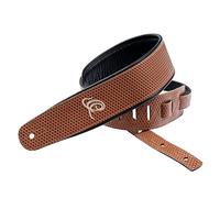 Ortega Guitars Adjustable Guitar Strap - Acoustic Guitar / Bass, Electric Guitar / Bass - Custom Series - Genuine Leather, Tan Braid (OSCU-5)