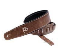 Ortega Guitars Adjustable Guitar Strap - Acoustic Guitar / Bass, Electric Guitar / Bass - Custom Series - Genuine Leather, Natural Brown Flora (OSCU-2)