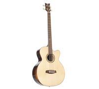 Ortega Guitars Bass 4-String Electro-Acoustic - Medium Scale, with Cutaway, Armrest - The Private Room Series - Solid Alaskan Spruce / Striped Ebony, Gloss Natural (STRIPEDSU.ACB)