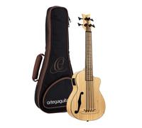 Ortega Guitars Bass Ukulele Electro-Acoustic - F Soundhole - Bamboo Series - Including Gig Bag - Solid Bamboo, Natural (RUNAB-UB)