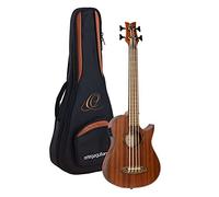 Ortega Guitars Bass Ukulele Electro-Acoustic - Longscale, Lined Fretless - Lizard Series - Including Gig Bag - Solid Mahogany, Natural (LIZZY-PRO)