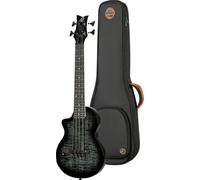 Ortega Guitars Bass Ukulele Left-Handed - Electro-Acoustic, Solid Body - Neo Series - Including Gig Bag - Flamed Maple/Okoume, Black/Grey (NEO-BS-TGB-L)