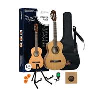 Ortega Guitars Classical Guitar Beginners’ Set - Picker’s Pack - Incl. Gigbag, Tuner, Picks, Strap, Strings, Stand - Spruce, Catalpa, Natural (RPPC34)