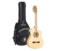 Ortega Guitars Classical Guitar Electro-Acoustic - Slim Neck - Signature Series - Including Gig Bag - Solid Spruce / Spalted Maple, Natural (TZSM-3)