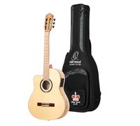 Ortega Guitars Classical Guitar Left-Handed - Electro-Acoustic, Slim Neck - Signature Series - Including Gig Bag - Solid Spruce / Spalted Maple, Natural (TZSM-3-L)