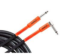 Ortega Guitars Economy Series Cable - Instrument Cable - Length 3 m - Angle and Straight - Nylon, Black and Orange (OECI-10)