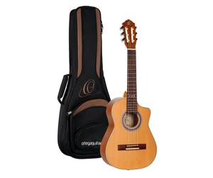 Ortega Guitars Requinto Guitar Electro-Acoustic - Deep Body - Requinto Series - Including Gig Bag - Solid Engelmann Cedar / Sapele, Natural (RQ39E)