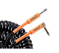 Ortega Guitars Retro Series Cable - Instrument Cable - Length 9 m - Angle and Straight - Coiled Cable - Plastic, Black and Orange (ORCCI-30BK)