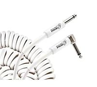 Ortega Guitars Retro Series Cable - Instrument Cable - Length 9 m - Angle and Straight - Coiled Cable - Plastic, White (ORCCI-30WH)