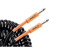Ortega Guitars Retro Series Cable - Instrument Cable - Length 9 m - Straight and Straight - Coiled Cable - Plastic, Black and Orange (ORCCIS-30BK)