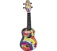 Ortega Guitars Soprano Ukulele Acoustic - Keiki K2 Series - Including Accessories - Agathis, ABS, Peace ‘68 (K2-68)