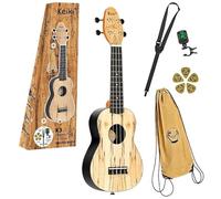 Ortega Guitars Soprano Ukulele Acoustic - Keiki K3 Series - Including Accessories - Spalted Maple, ABS, Natural (K3-SPM)