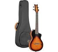 Ortega Guitars Tenor Ukulele Electro-Acoustic - Solid Body - Neo Series - Including Gig Bag - Flamed Maple/Okoume, Black/Brown (NEO-U-TSB)
