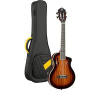 Ortega Guitars Tenor Ukulele Electro-Acoustic - Solid Body - Tourplayer Series - Including Gig Bag - Acacia/Okoume, Brown (RTPX-U-ACA)