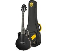 Ortega Guitars Tenor Ukulele Left-Handed - Electro-Acoustic, Solid Body - Tourplayer Series - Including Gig Bag - Spruce/Okoume, Black (RTPS-U-SBK-L)