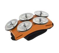 Ortega Guitars Percussion Foot Tambourine - Foot Tambourine with Stainless Steel Jingles - Siam Oak, Orange (OSSFT)