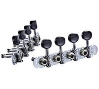 Ortega Mandolin Tuning Machine Heads Set A-style Deluxe Black Buttons Chrome (OTMMADLX-CR)
